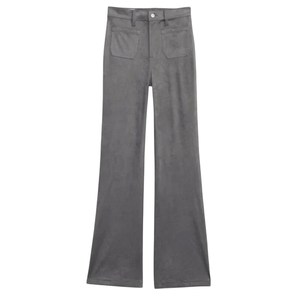 NWT The Gap SZ.26 High Rise Vegan Suede Retro ’70s Flare Jeans Pants Grey
